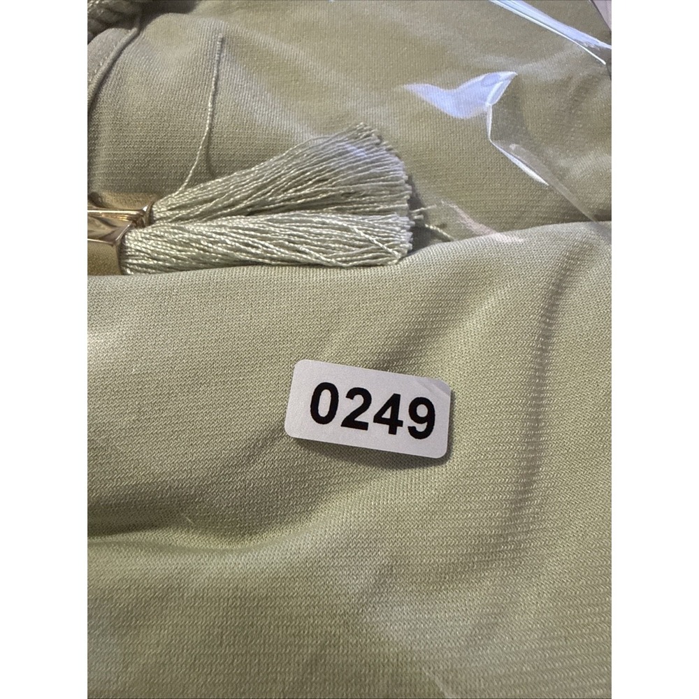 Belle Kim Gravel Dress Tassel Tie Neck Sage Green Long Sleeve NWT Women's Size 2 - Picture 10 of 10